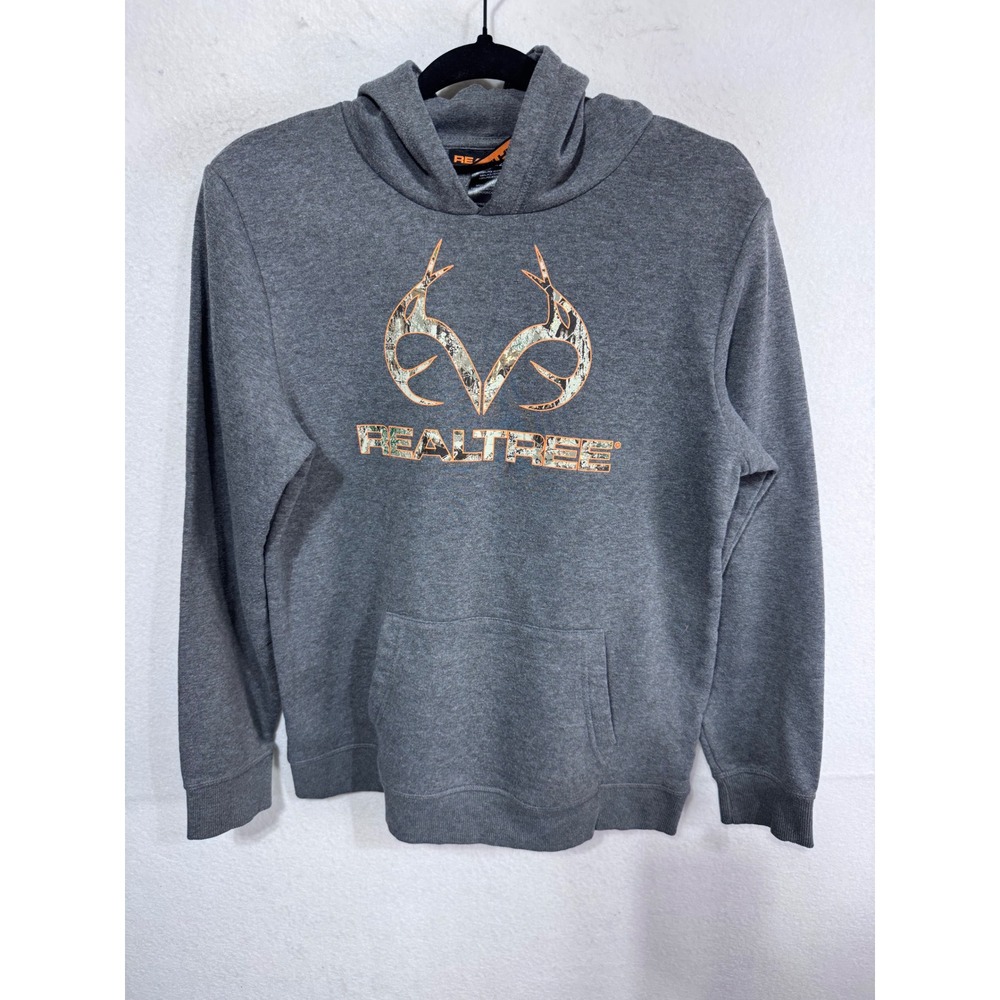 Realtree Kids XL (18/20) Gray Hoodie Camo Logo Graphic Pullover
